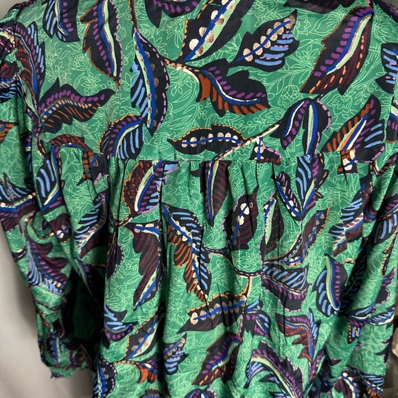 Democracy Green Printed V-Neck Blouson Blouse - Picture 7 of 9